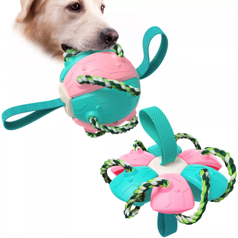 interactive plastic flattening/popping chew ball