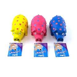 Dog Toy Pig Latex 20cm 3 Asstd Colours
