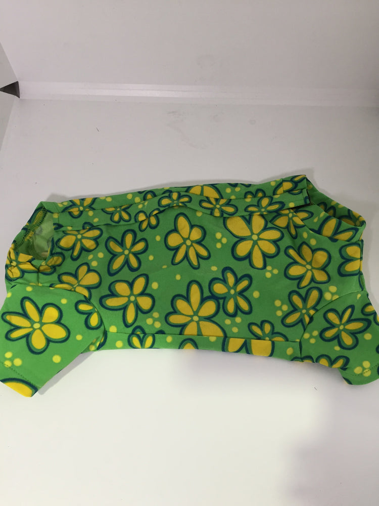 Dogs Togs Rashie Green with Yellow flowers