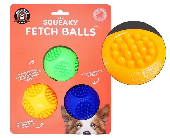 SQUEAKY FETCH BALLS - 3pack
