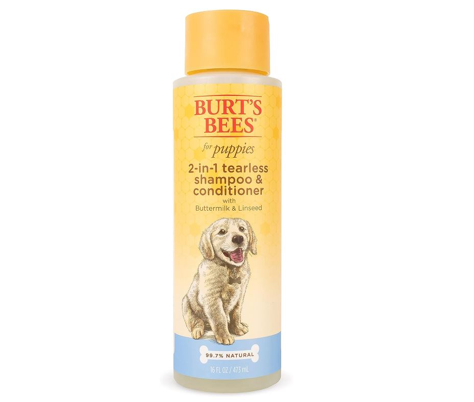 Burts Bees Tearless 2 in 1 Shampoo and Conditioner for Puppies with Buttermilk & Linseed Oil, 16 Ounces