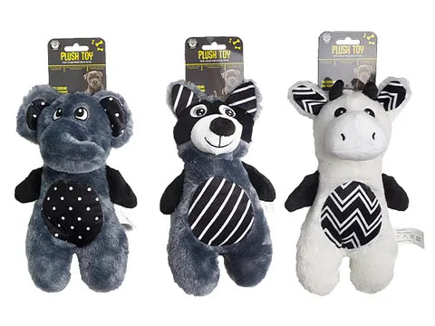 Black and White plush Dog Toy Teddy