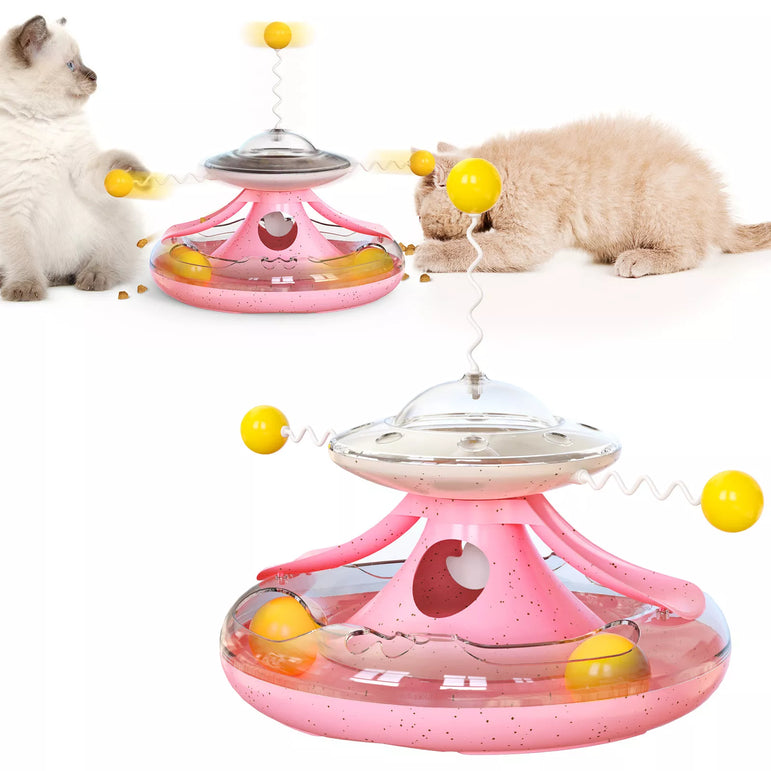 Turntable leaky food toy cat teaser