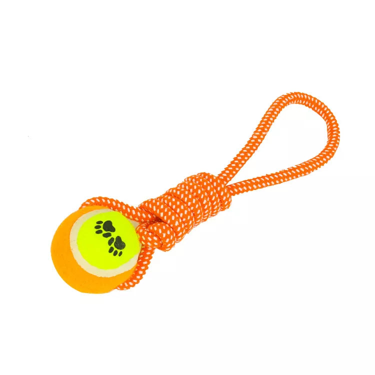 Ball on a rope dog toy