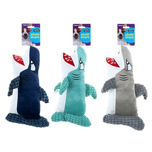 Dog Toy Plush Shark 3 Colours 40x17cm