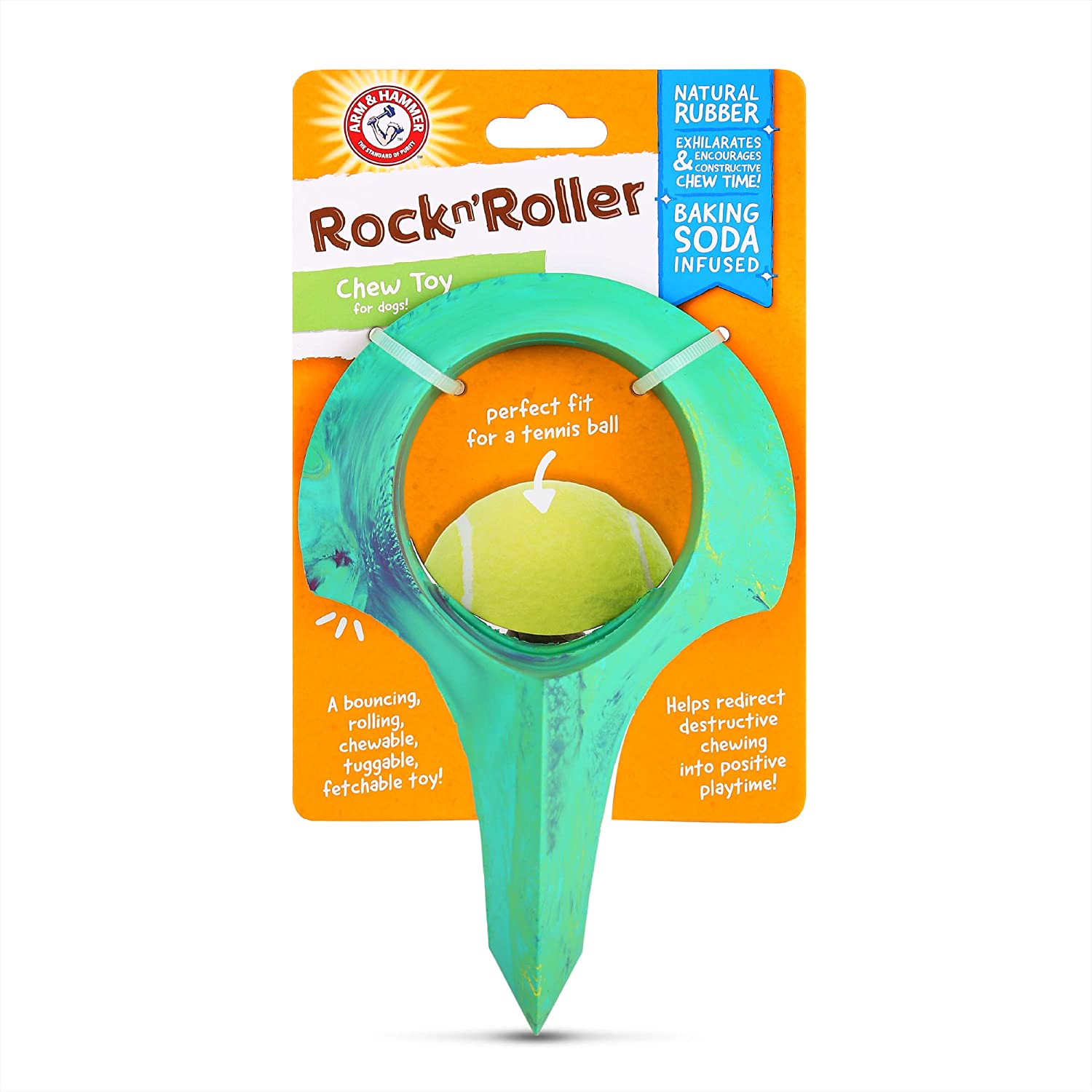 Arm & Hammer Rock-N-Roller Stuffable Dental Chew Toy for Dogs | Perfect Fit for Tennis Ball