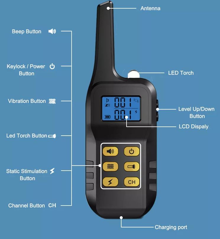 PAA 2 in1 Dog Training and Bark Collar with remote 1000 Meter Range