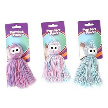 Cat Toy JellyFish Yarn 3 Asstd Colours 14cm