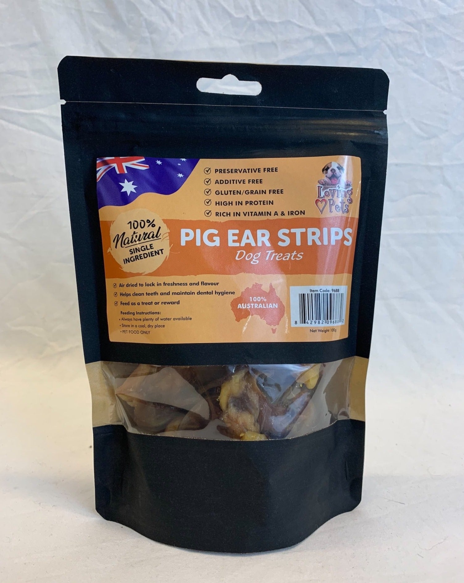 All Natural Aussie Pig Ear Strips Dog Treat- 100g