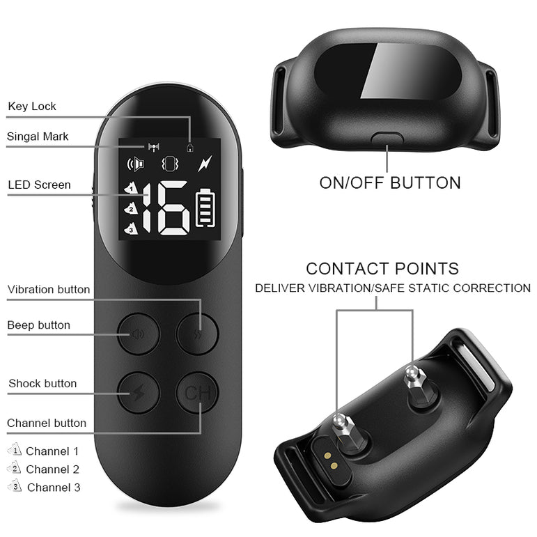 PAA Dog Training Collar with LCD Screen 300 Meter Range