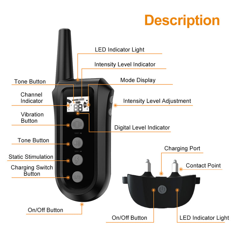 PAA Dog Training Collar with remote 400 Meter Range