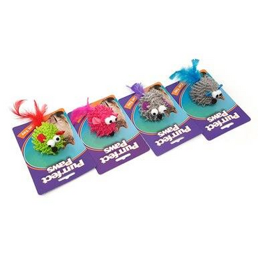 Cat Toy Mouse w Feather Tail - 4 Assorted