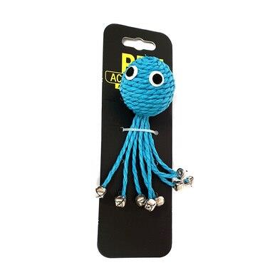 Sisal Cat Toy Blue Octopus with bells