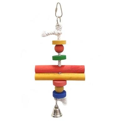 BIRD TOY ROPE CLUSTER BLOCKS WITH BELL PET-613