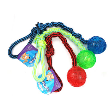 Chompers Dog Toy Bungee Ball L41.5cm - 3 Assorted Colours