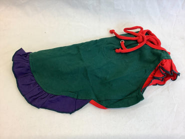 Dogs Togs frilly green and red/blue dress