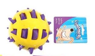Dog Toy Spike TPR Ball or Football Style w Squeak 13cm